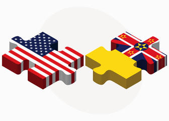 USA and Niue Flags in puzzle