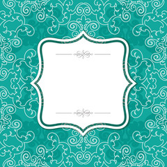 Elegant frame on filigree seamless pattern.