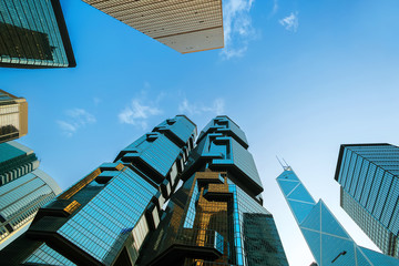 low angle view of skyscrapers in modern city
