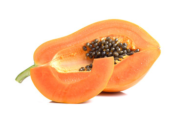 Ripe yellow papaya fruit  on white background