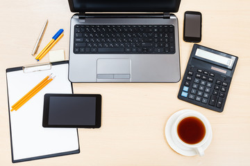 business still life - top view of office table