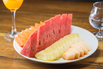 Fruits on white plate
