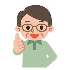サムズアップ　シニア男性　いいね