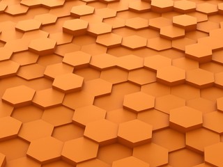 background of 3d orange hexagon blocks