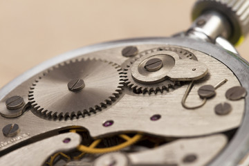 clock mechanism on the white background