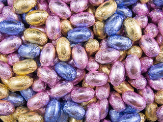 sweet multicolor chocolate eggs pile easter tradition