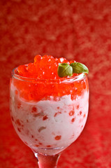 Red caviar with cream cheese
