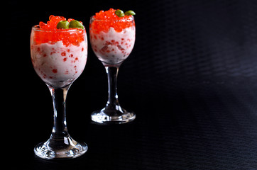 Red caviar with cream cheese