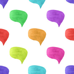 Seamless watercolor pattern with colorful speech bubble