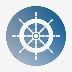 Fototapeta premium Pirate or sea icon, helm. Flat style vector illustration