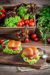 Homemade burger with beef and cheese