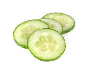 Cucumber sliced isolated over white background