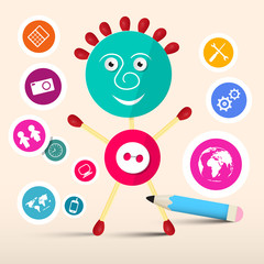 Creative Symbol Vector Man - Avatar with Circle Technology Icons