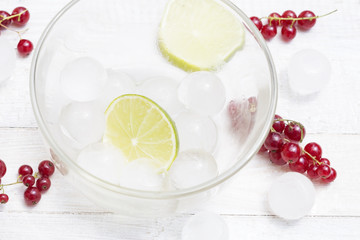 Lime, berries and ice
