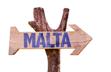 Malta wooden sign isolated on white background