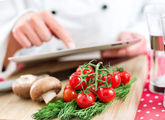 Chef searching for recipe
