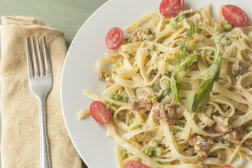 Fettuccine Alfredo with Ground Sausage