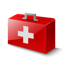 Vector illustration of first aid box on white background
