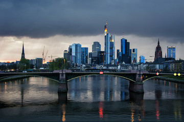 Fototapeta na wymiar Frankfurt Skyline in the evening, Germany