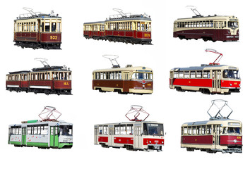 Moscow tram on a white background isolated