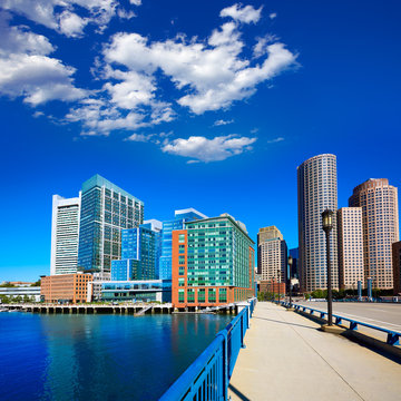 Boston Skyline From Seaport Boulevard Bridge