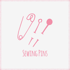 Vector illustration. Hand-drawn sewing pins