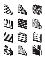 Construction materials for walls - vector illustration