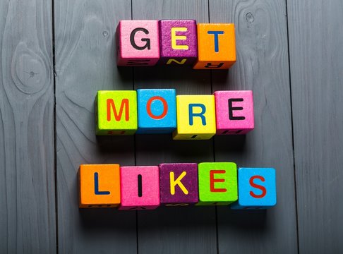 Facebook. Get More Likes card with colorful background with