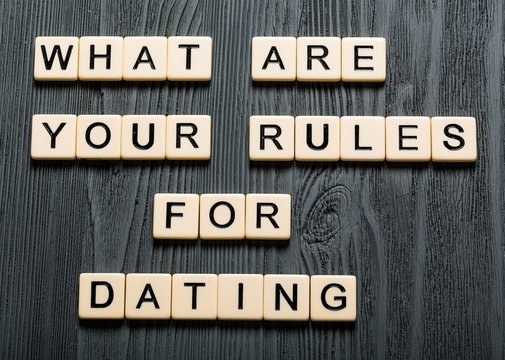 Dating. What are your Rules for Dating? card with heart bokeh
