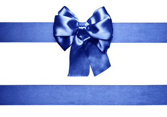 blue bow and ribbon made from silk