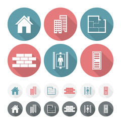 Set of simple building Flat Icons.