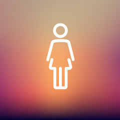 Woman standing thin line icon