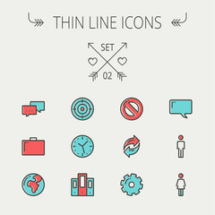 Technology thin line icon set