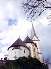 Fototapeta na wymiar historical church with cloudy sky in europe