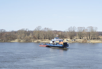 Fototapeta na wymiar Crossing the river. Russia