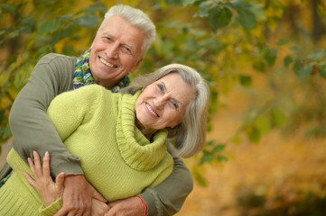  Senior couple in autumn park