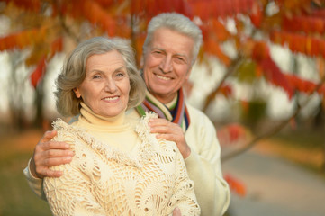  Senior couple in autumn park