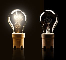 Light bulbs isolated on black background