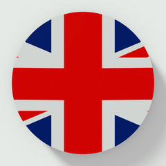 Obraz premium Button United Kingdom flag isolated on white background