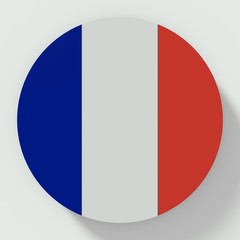 Button France flag isolated on white background