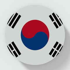 Button South Korea flag isolated on white background