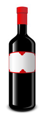 Wine bottle with blank label vector illustration.