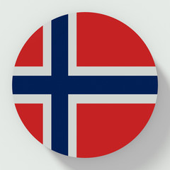 Fototapeta premium Button Norway flag isolated on white background