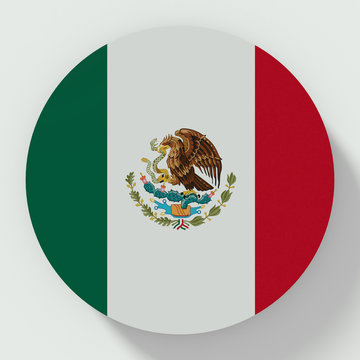 Button Mexico flag isolated on white background