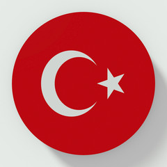 Button Turkey flag isolated on white background