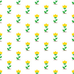 Vector flat yellow flowers seamless pattern