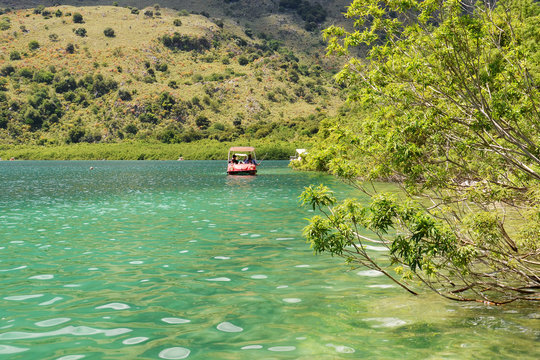 Catamaran on the mountain lake Kurnas