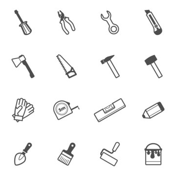 Vector construction and repair tool icon set