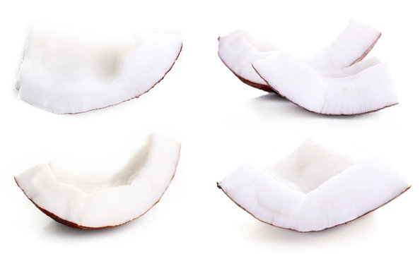 Coconut collage, isolated on white