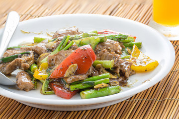 Stir-fried Thai Chili pepper and black ostrich